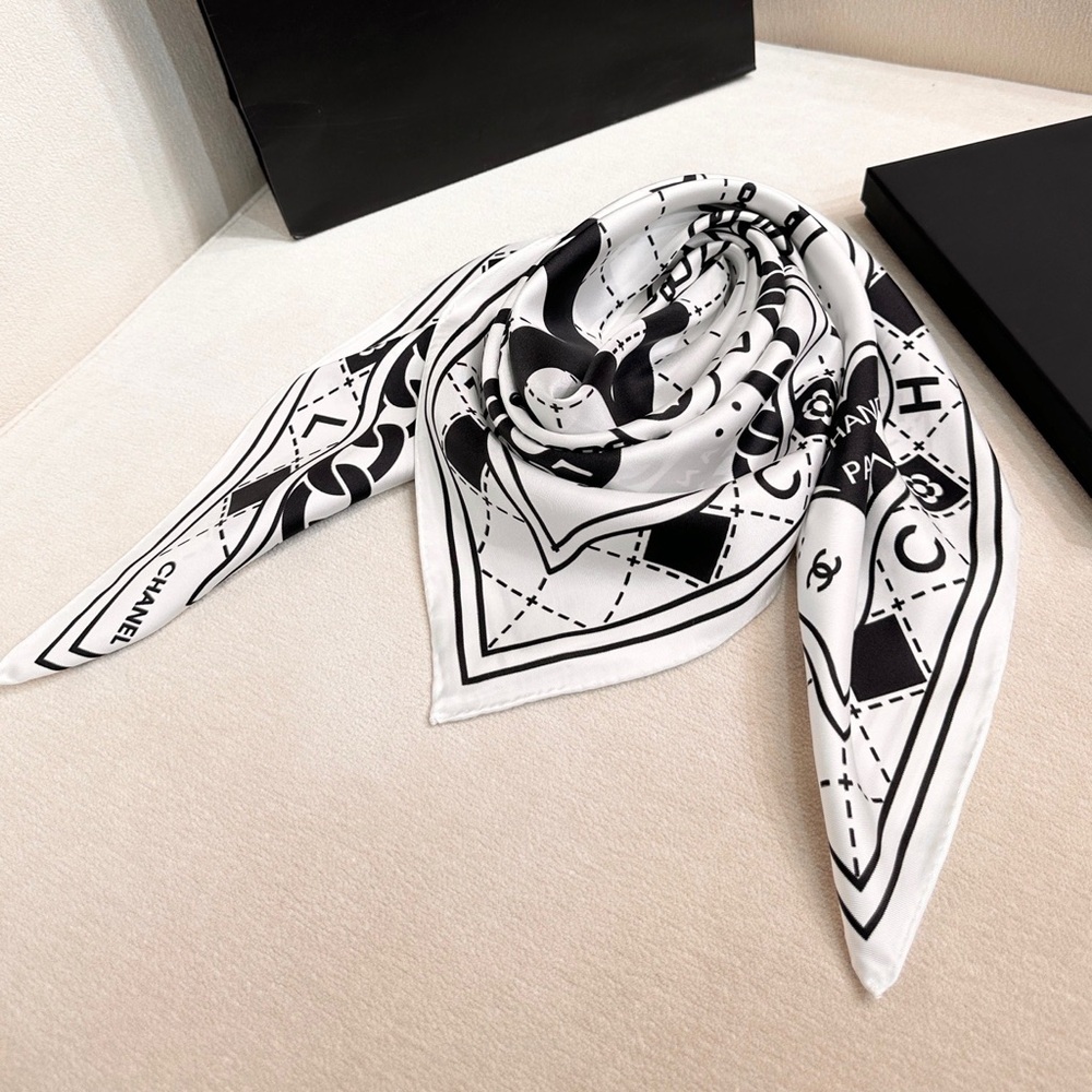 Black & White Chanel CC Scarf